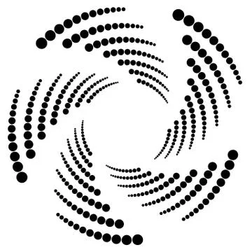 Circle halftone element, circular half-tone pattern. Spiral, vortex, swirl sh Stock Illustration