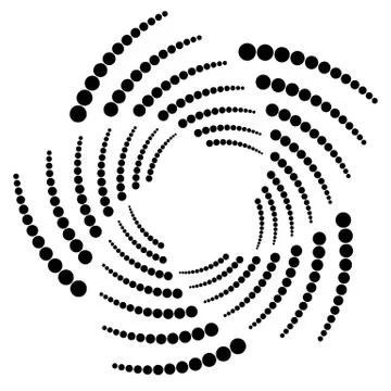 Circle halftone element, circular half-tone pattern. Spiral, vortex, swirl sh Stock Illustration