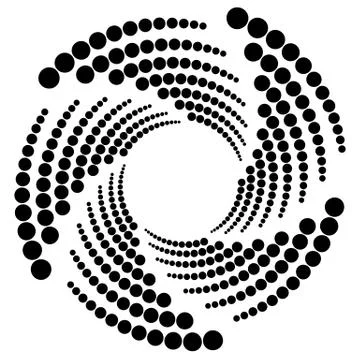 Circle halftone element, circular half-tone pattern. Spiral, vortex, swirl sh Stock Illustration