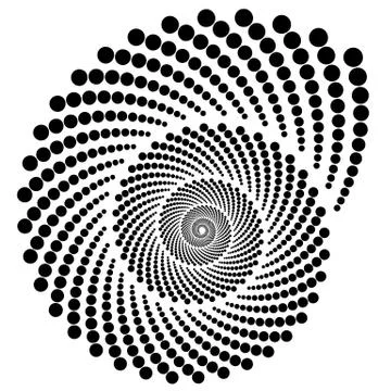 Circle halftone element, circular half-tone pattern. Spiral, vortex, swirl sh Stock Illustration