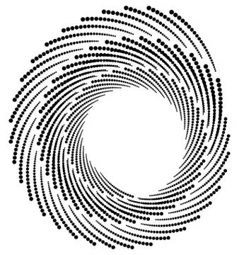 Circle halftone element, circular half-tone pattern. Spiral, vortex, swirl sh Illustrazione stock