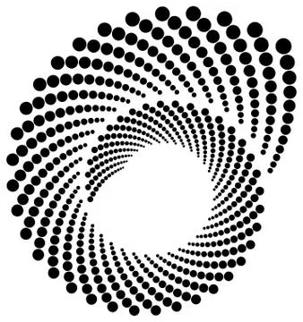 Circle halftone element, circular half-tone pattern. Spiral, vortex, swirl sh Stock Illustration