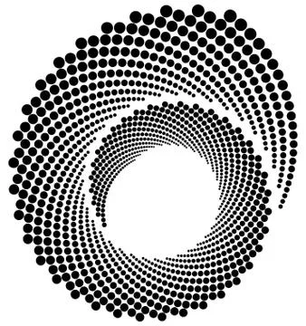 Circle halftone element, circular half-tone pattern. Spiral, vortex, swirl sh Stock Illustration