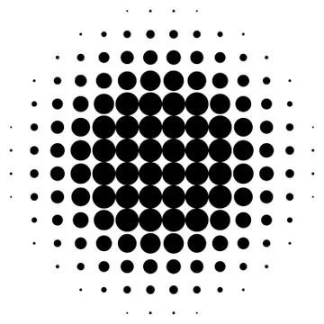 Circle halftone element. Monochrome dotted circular pattern. Illustrazione stock