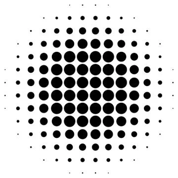 Circle halftone element. Monochrome dotted circular pattern. Illustrazione stock