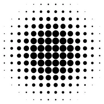 Circle halftone element. Monochrome dotted circular pattern. Stock Illustration