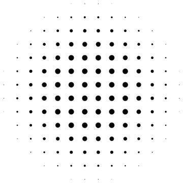 Circle halftone element. Monochrome dotted circular pattern. Illustrazione stock