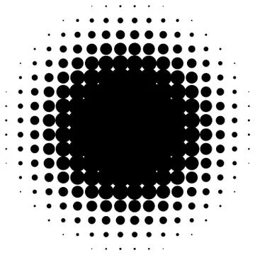 Circle halftone element. Monochrome dotted circular pattern. Stock Illustration