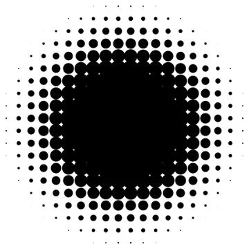 Circle halftone element. Monochrome dotted circular pattern. Stock Illustration
