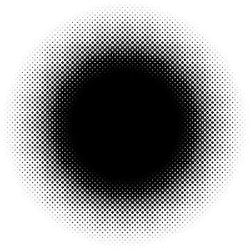 Circle halftone element. Monochrome dotted circular pattern. Stock Illustration