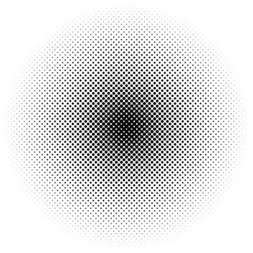 Circle halftone element. Monochrome dotted circular pattern. Stock Illustration