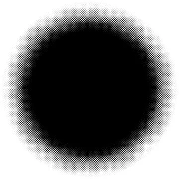 Circle halftone element. Monochrome dotted circular pattern. Stock Illustration