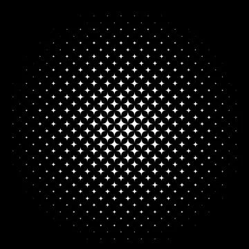 Circle halftone pattern, abstract ball or sphere, monochrome globe from half Illustrazione stock