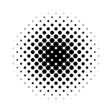 Circle halftone pattern / texture. Monochrome halftone dots. Stock Illustration