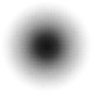 Circle halftone pattern / texture. Monochrome halftone dots. Stock Illustration