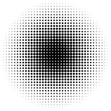 Circle halftone pattern / texture. Monochrome halftone dots. Stock Illustration
