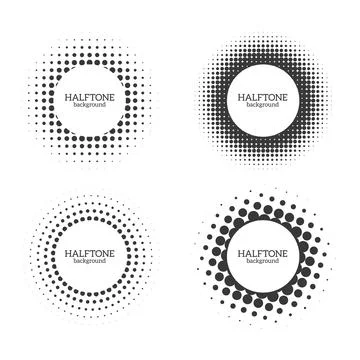 Circle halftone shape. Round dot grunge effect for medical or cosmetic logo or Stock Illustration