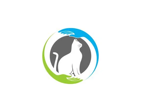 Circle hand care with cat in the middle Stock Illustration