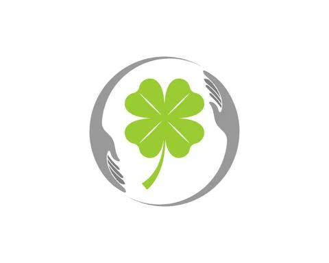 Circle hand care with clover leaf in the middle Stock Illustration