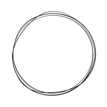 Circle hand draw, round, doodle logo, circular pencil background frame Stock Illustration