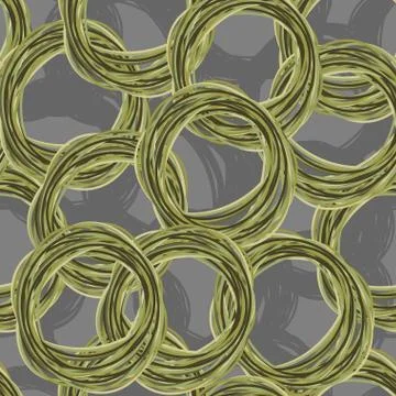 Circle hand drawing seamless pattern. Retro fabric ornament. Vintage drawing  Stock Illustration