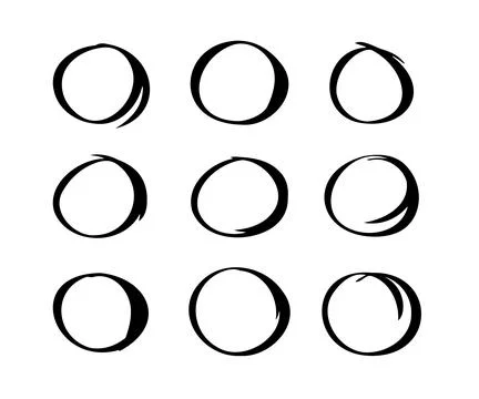 Circle hand drawn marker doodle line style for web site, text check Stock Illustration