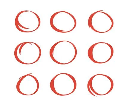 Circle hand drawn marker doodle line style for web site, text check Stock Illustration