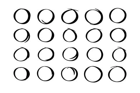 Circle hand drawn marker doodle line style for web site, text check Stock Illustration