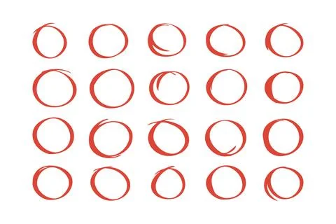 Circle hand drawn marker doodle line style for web site, text check Stock Illustration