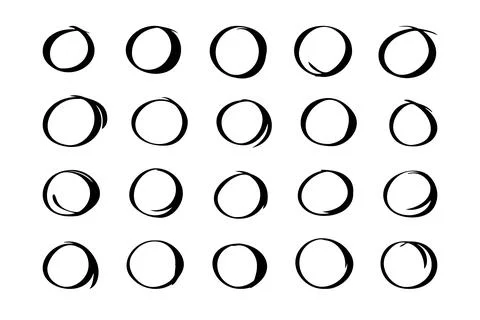 Circle hand drawn marker doodle line style for web site, text check Stock Illustration