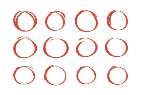 Circle hand drawn marker doodle line style for web site, text check Stock Illustration