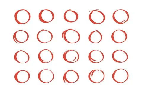 Circle hand drawn marker doodle line style for web site, text check Stock Illustration