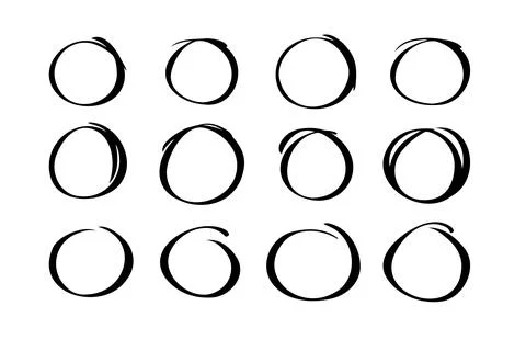 Circle hand drawn marker doodle line style for web site, text check Stock Illustration
