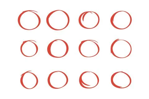 Circle hand drawn marker doodle line style for web site, text check Stock Illustration