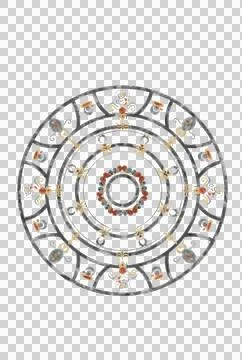 A circle with a hand-drawn pattern, as if made in ink, for printing on clothe Illustrazione stock