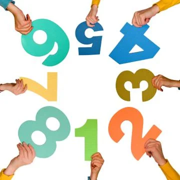 Circle of hands with numbers Stock Photos