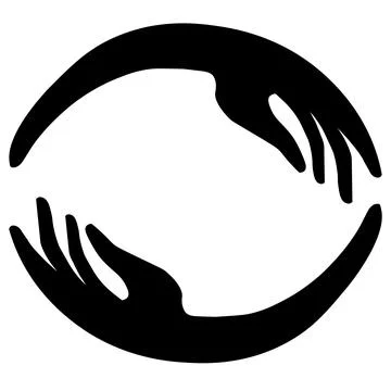 Circle of hands pink grey logo emblem vector Stock-Illustration