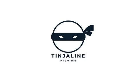 Circle head ninja lines geometric logo illustration design Stock Illustration