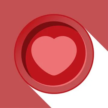 Circle with heart and stylized shadow Stock Illustration