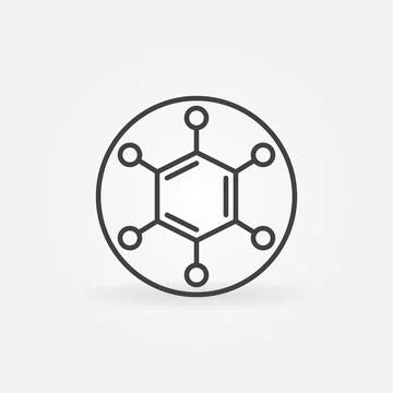 Circle with Hexagon Molecule vector concept outline icon Stock Illustration