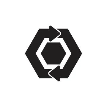 Circle hexagonal arrow symbol logo vector Illustrazione stock