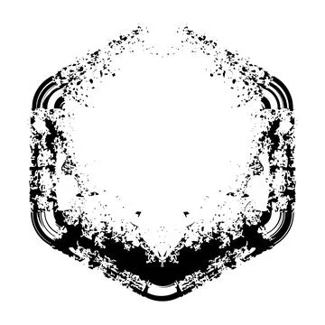 Circle hexagonal grunge brush paint ink art and splatter style Stock Illustration
