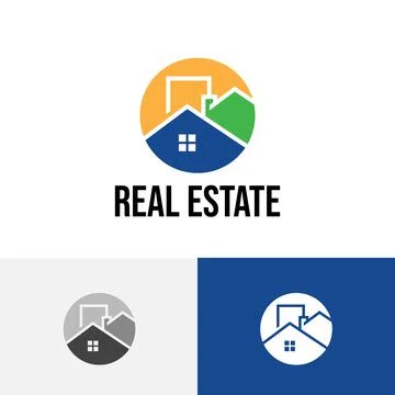 Circle House Building Solution Real Estate Realty Logo Stock Illustration