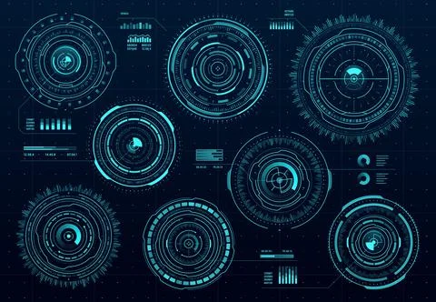 Circle HUD digital interface, data dashboard Stock Illustration
