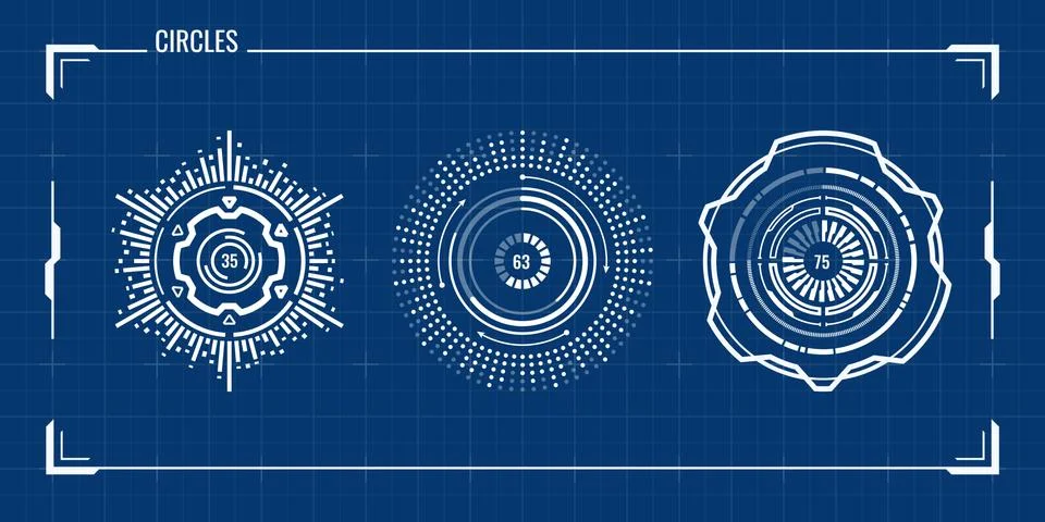 Circle HUD elements Stock Illustration
