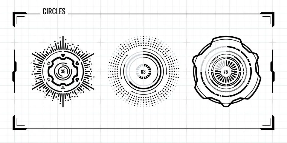 Circle HUD elements 스톡 일러스트