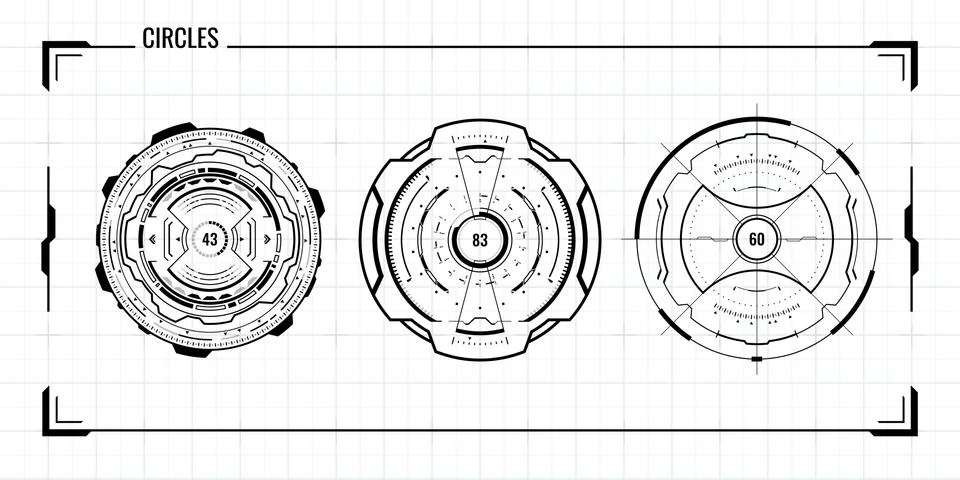 Circle HUD elements Illustrazione stock