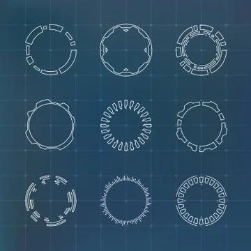 Circle HUD elements Illustrazione stock