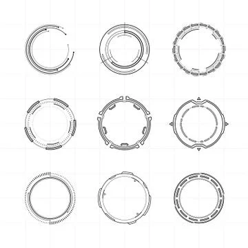 Circle HUD elements Illustrazione stock