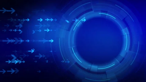 Circle HUD head-up display interface moving arrow for data networking Video stock 149742260